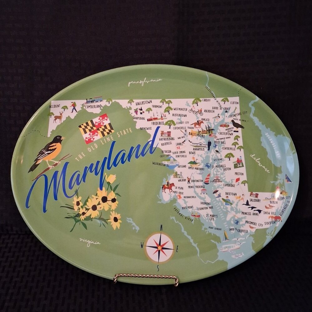 Galleyware Company Oval Melamine State of Maryland Platter 16" x 12.25"